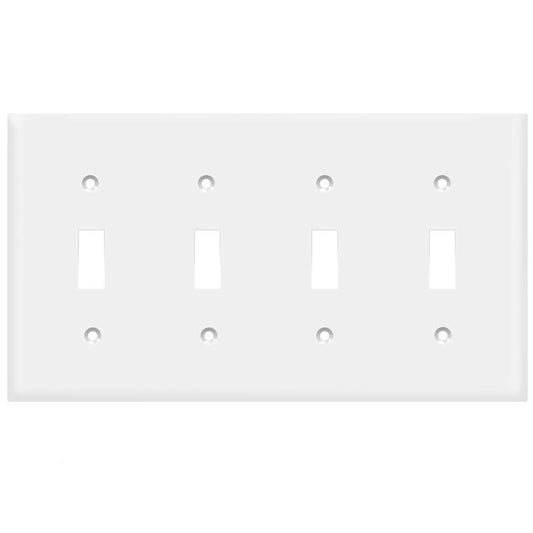 Four Gang Toggle Plastic Wallplate, White