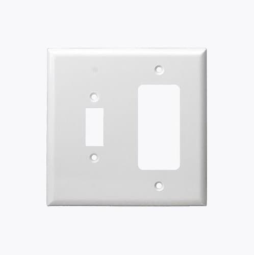 2-Gang Midsize Toggle/Decorator Wall Plate, White