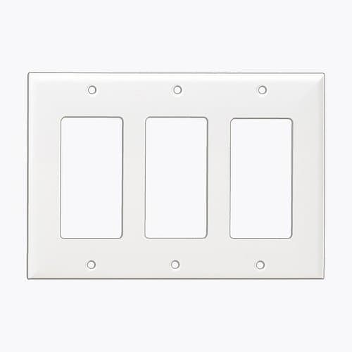 3-Gang Midsize Decorator Wall Plate, White