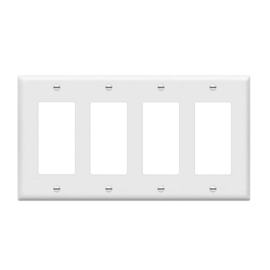 4-Gang Midsize Decorator Wall Plate, White